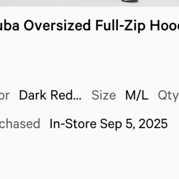 NWT Lululemon Scuba Oversized Full-Zip Hoodie DARK RED/GOLD ZIP M/L - Picture 3 of 10